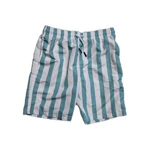 maamgic swim trunks Boys  Green White Striped  10-12